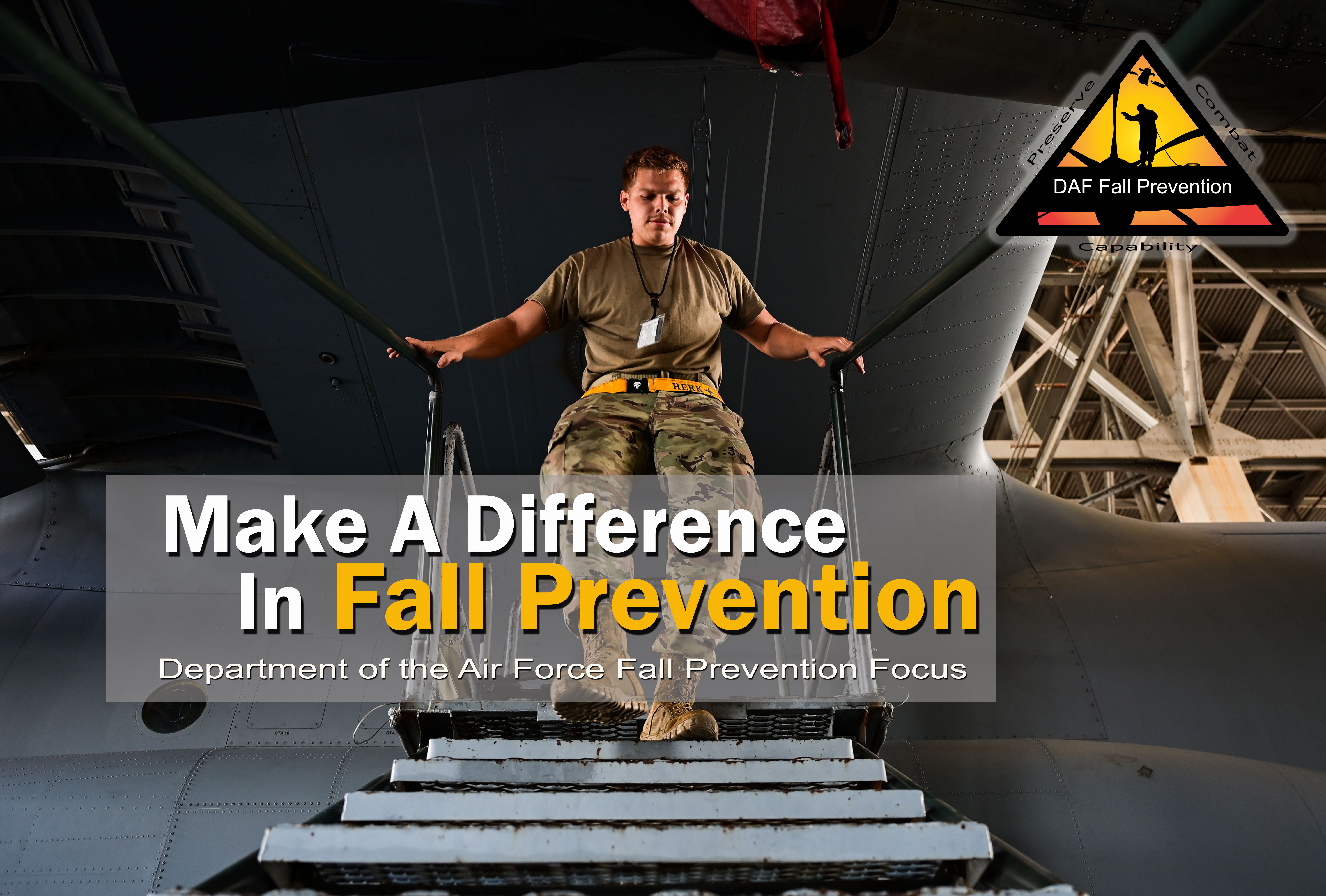 Make A Difference In Fall Prevention - Airman walking down aircraft steps